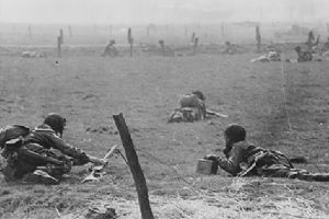 American troops equipped with an M1919 A6