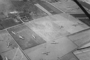 Aerial view of British and American gliders