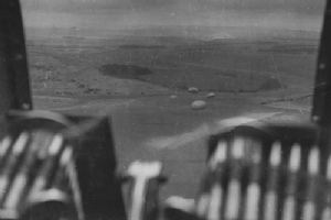 Aircrew view of the parachute drop