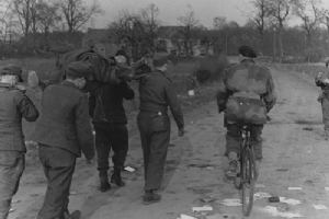 Germans carrying their own wounded.