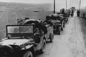 A convoy of jeeps east of the Rhine