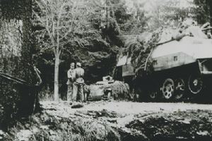 German troops at the Kaiserbaracke crossroads.