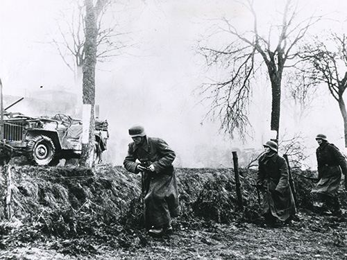 German soldiers move forward