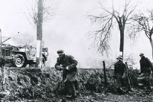 German soldiers move forward