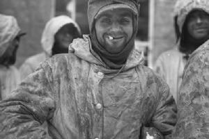 German soldier in camouflaged winter clothing