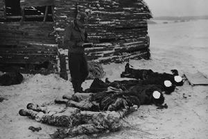 A member of the 3042nd Graves Registration Unit