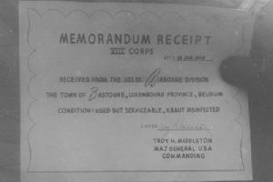 Reciept for the town of Bastogne