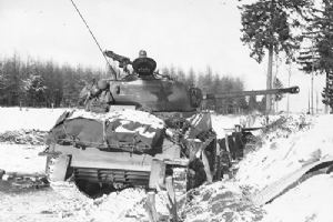 An M4 A-3 tank with 76mm gun equipped with muzzle brake