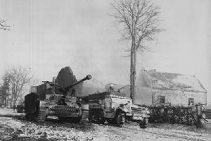 A knocked out German tank near Foy
