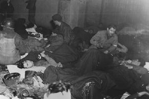 Casualties in an improvised emergency ward
