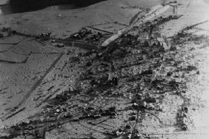 Aerial view of snow covered St Vith