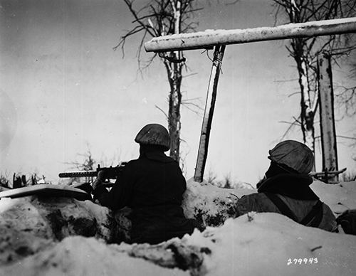 Pvt Nick S Lammo of Cleveland Ohio a machine gunner