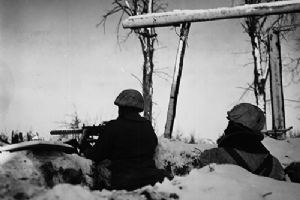 Pvt Nick S Lammo of Cleveland Ohio a machine gunner