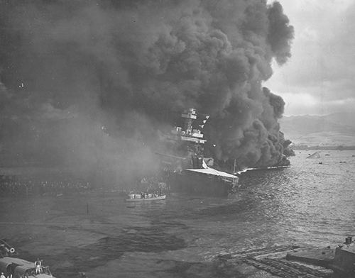 The USS CALIFORNIA (BB44) after the attack