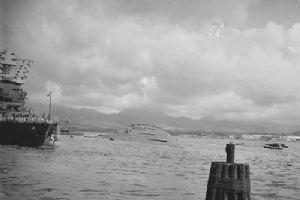 The capsized USS OKLAHOMA