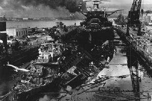 The wrecked destroyers USS Downes and USS Cassin