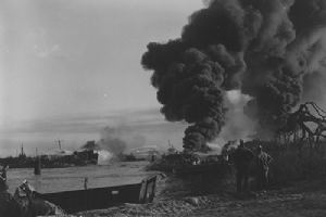 USS LST-39 on fire