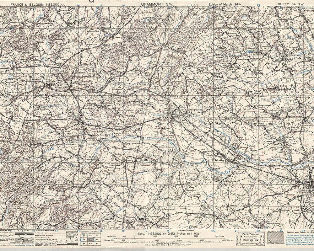 GSGS 4041 1:25,000 Grammont SW Sheet 54 SW