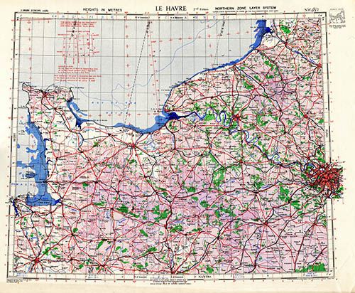 GSGS 4072 1:500,000 Le Harve & Normandy Sheet NW 48/2